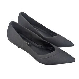 French Connection Kitty Knit Kitten Heel Pumps Womens 6.5 Black Pointed Toe Shoe